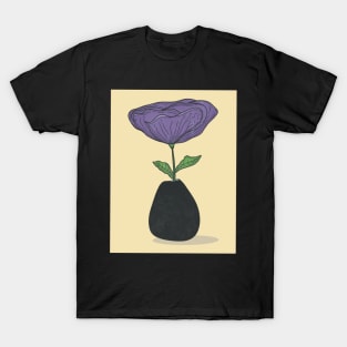 Purple Flower Black Vase T-Shirt